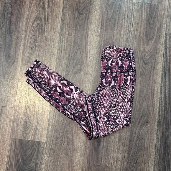 Colorfulkoala Leggings Women Small Pink Snake Print High Waist Stretchy - Picture 4 of 4